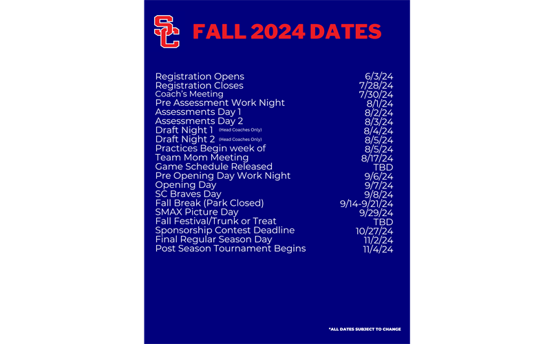 Fall 2024 Dates