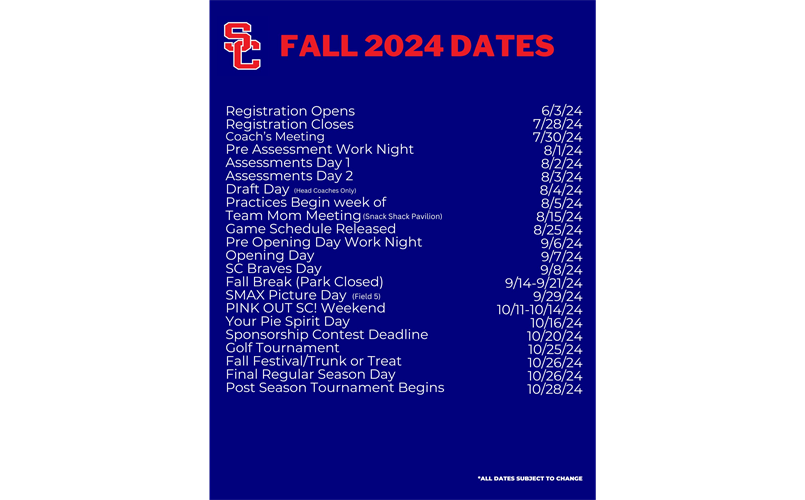 Fall 2024 Dates