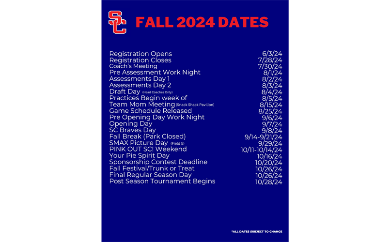 Fall 2024 Dates